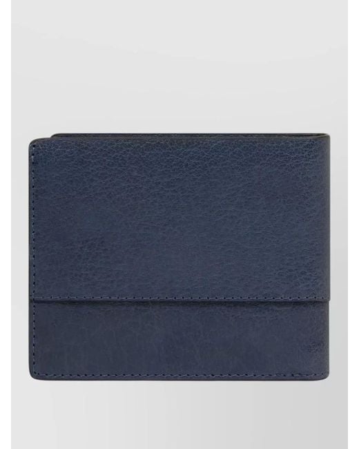 Piquadro Blue Compact Bi Fold Leather Wallet And Cardholder