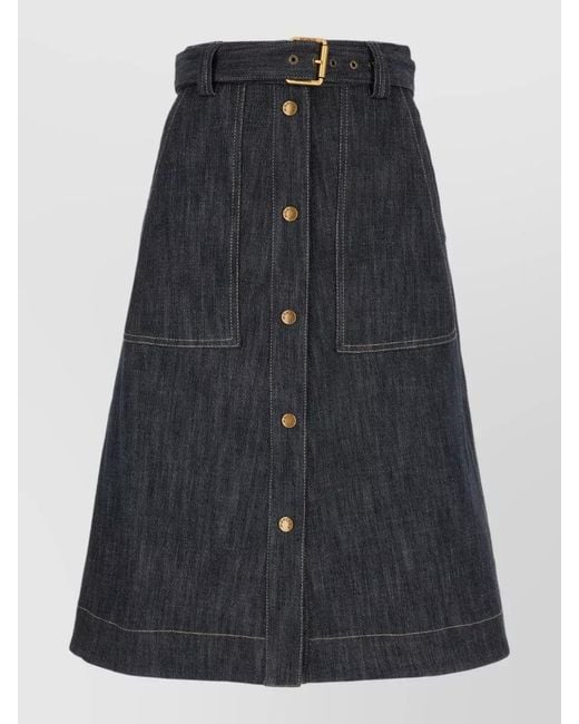 Moncler Black Belt Loop Skirt Featuring Patch Pockets
