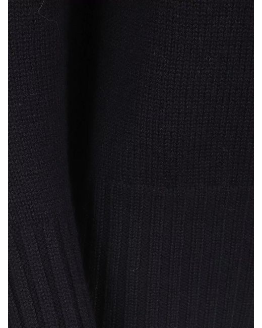 Drumohr Blue Long Sleeve Ribbed Crew Neck Knit Sweater