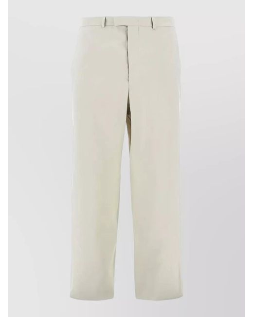 Emporio Armani White Chino Trousers Straight Leg Belt Loops Pockets for men