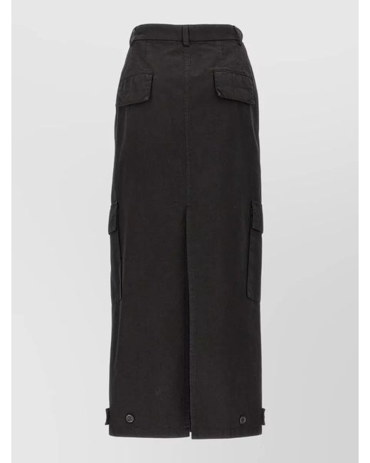ARMARIUM Black Shiv Skirt Back Slit Belt Loops Cargo