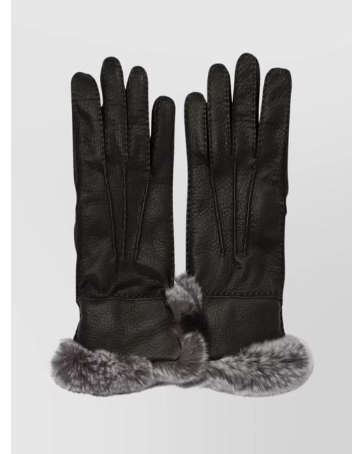 Restelli Black Leather Gloves