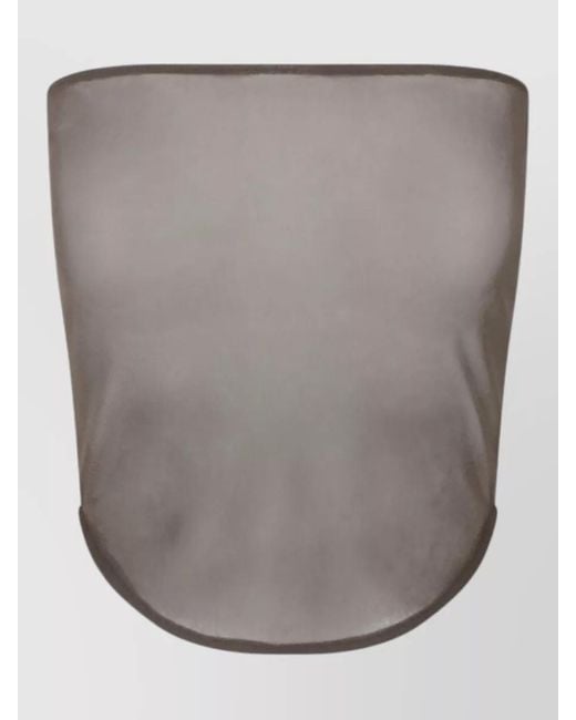 Lemaire Gray Sheer Long Sleeve Ruched Fitted Top