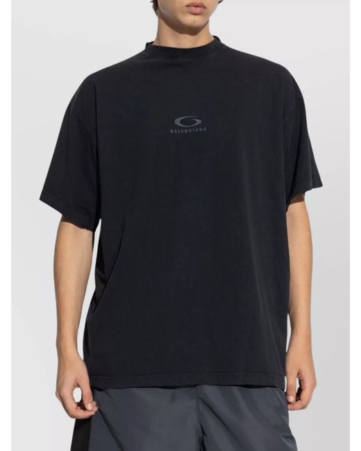 Balenciaga Black Crew Neck Top With Short Sleeves Design