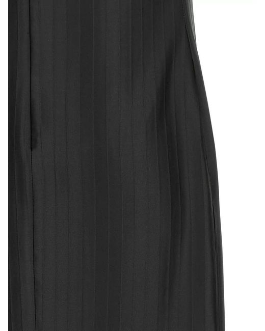 Loulou de Saison Black Striped Off-The-Shoulder Sleeveless Midi Dress