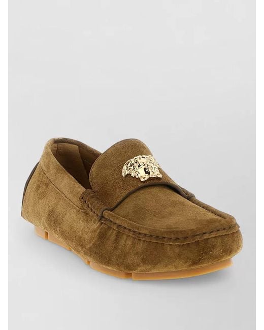 Versace Brown Leather La Medusa Loafers for men