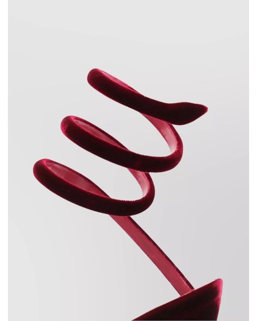 Rene Caovilla Pink Velvet Spiral Strap Sandals