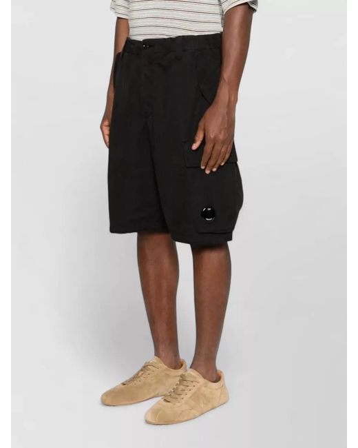 C P Company Black Ripstop Cargo Bermuda Shorts Multiple Pockets for men