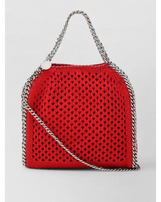 Stella McCartney Red Shoulder Bag Chain Strap Open Knit Design