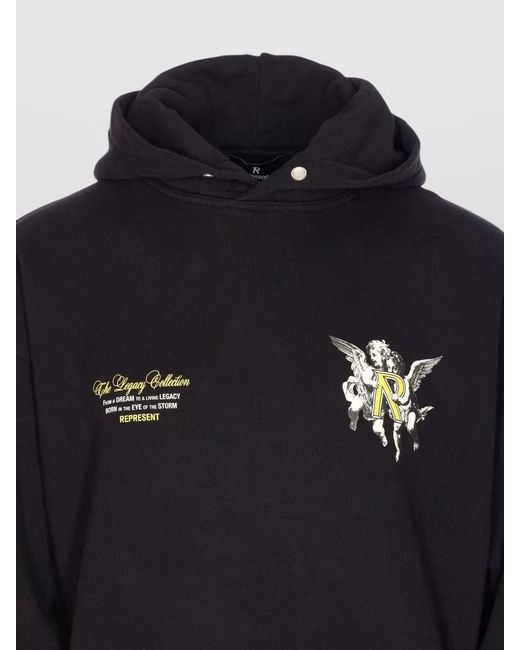 Represent Blue Cotton Oversized Printed Hoodie for men