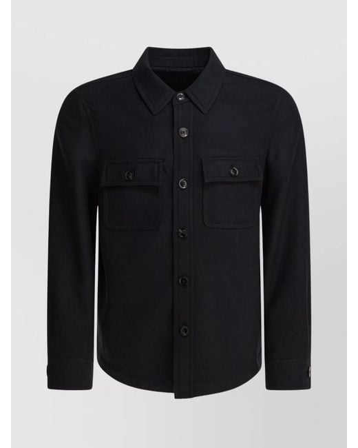 Tom Ford Black Wool Silk Shirt Jacket for men