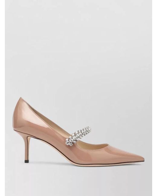 Jimmy Choo Pink Pumps Embellished Strap Patent Pointed Toe Stiletto