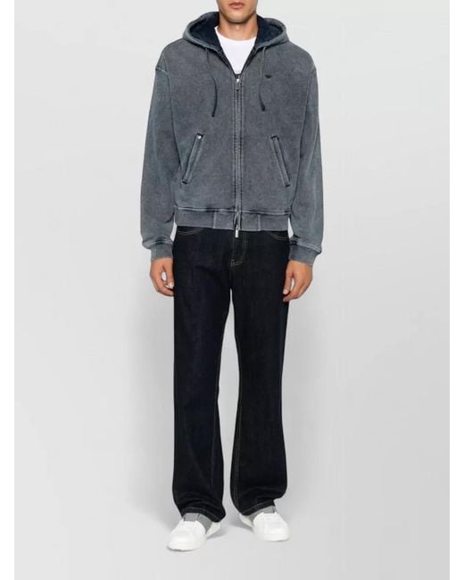 Emporio Armani Blue Hooded Denim Look Jacket Regular Fit for men