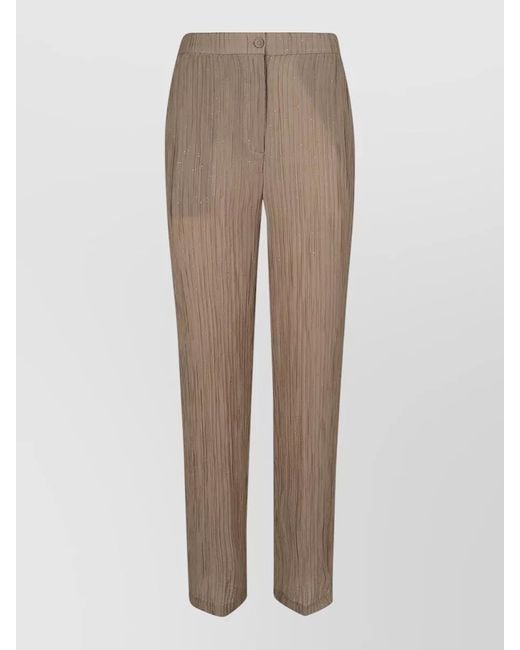 Emporio Armani Natural Straight Leg Pants Subtle Shimmer Texture