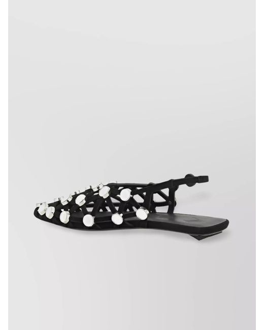 The Attico Metallic Leather Studded Cutout Ballerina Flats