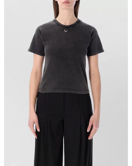 OTTOLINGER Black Pierced Collar Fitted Crewneck T-Shirt