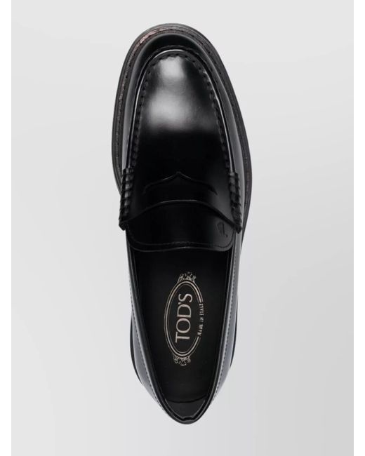 Tod's Black Leather Loafers for men