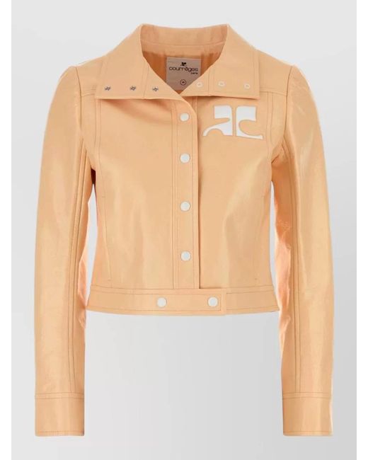 Courreges Blue Vinyl Blazer Jacket Collared Neck Long Sleeves