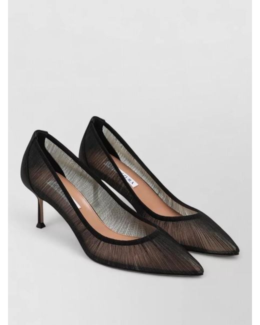 Aquazzura Black Kitten Heel Pumps Pointed Toe Mesh
