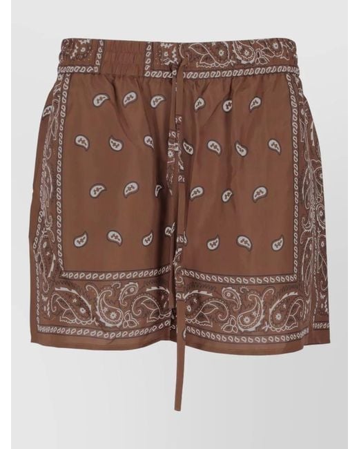 P.A.R.O.S.H. Brown Paisley Pattern Relaxed Fit Lounge Shorts