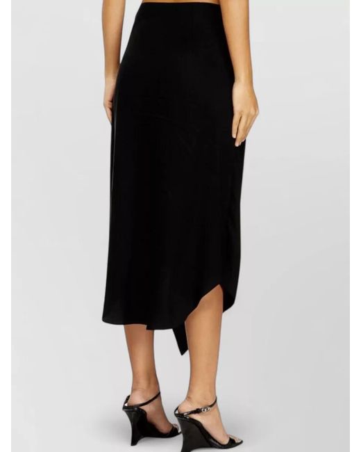 DIESEL Black Asymmetric Wrap Midi Skirt Tie Detail