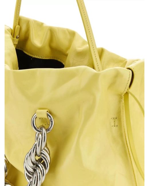 Jil Sander Yellow Drawstring Bucket Leather Bucket Bag