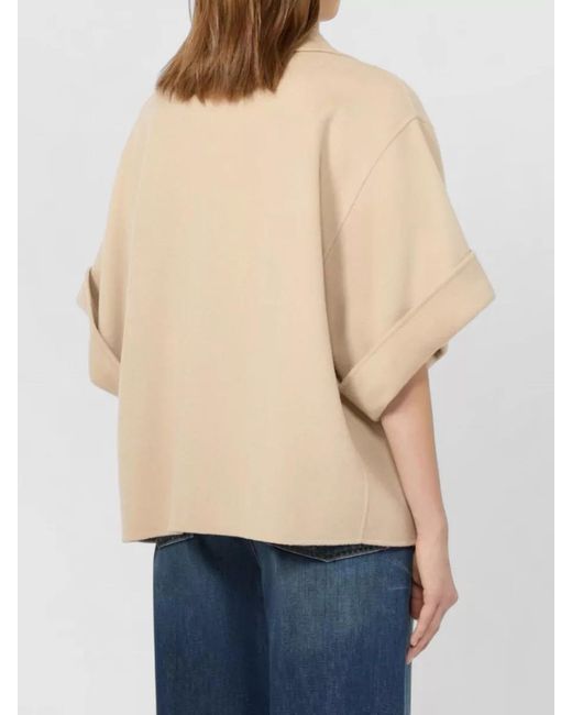 Weekend by Maxmara Natural Short Sleeve Double Breasted Coat Front Pockets