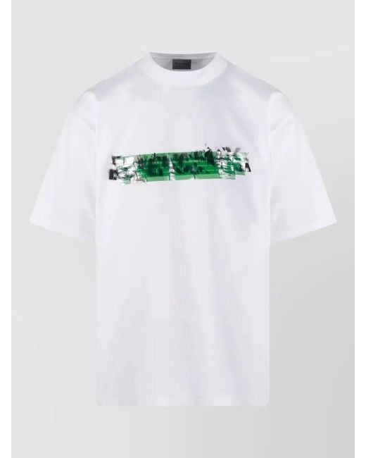 Balenciaga White Medium Fit T Shirt Crew Neck Print for men