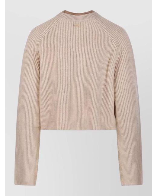 Max Mara Natural Crew Neck Cropped Knit Long Sleeve