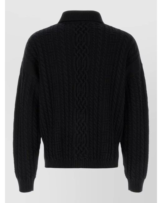 Versace Black Virgin Wool Cardigan for men