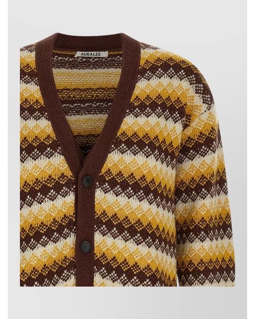 Auralee Multicolor Cashmere Jacquard Cardigan