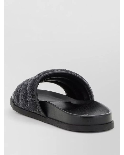 Gucci Black Gg Denim Slides Open Toe Design for men