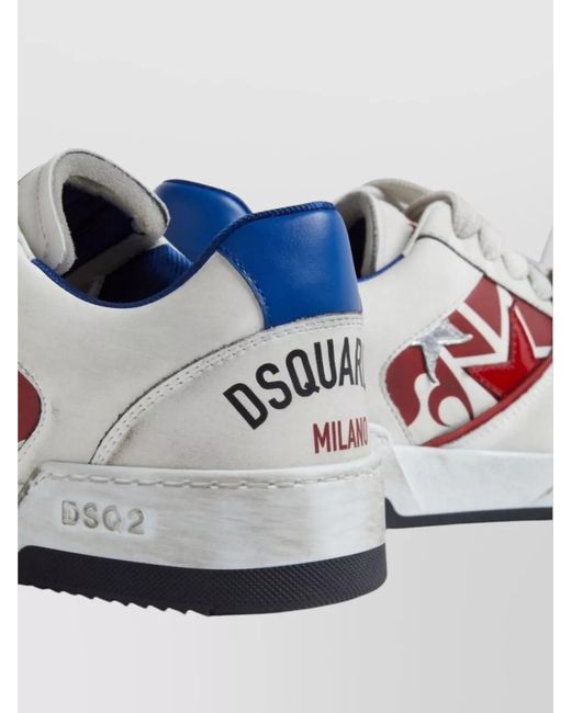 DSquared² Metallic Leather Panelled Low-Top Sneakers for men