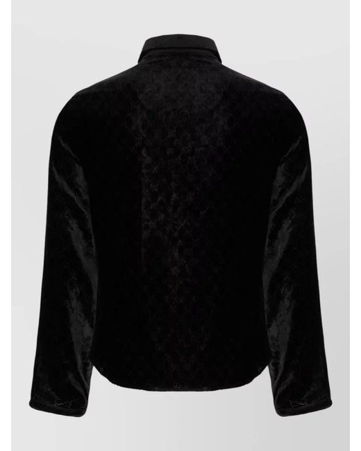 Gucci Black Stretch Velvet Shirt Long Sleeves Design for men