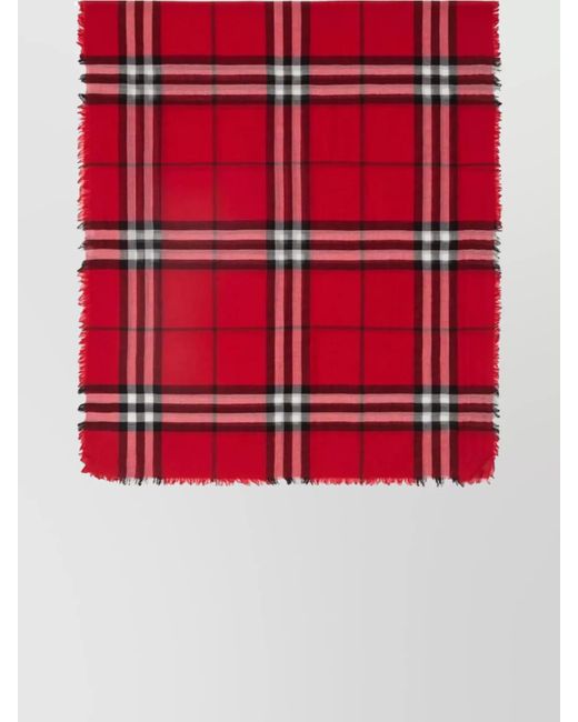 Burberry Red Wool Checked Scarf