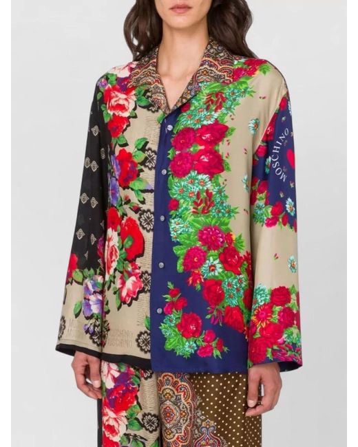 Moschino Multicolor Patchwork Floral Print Long-Sleeved Top