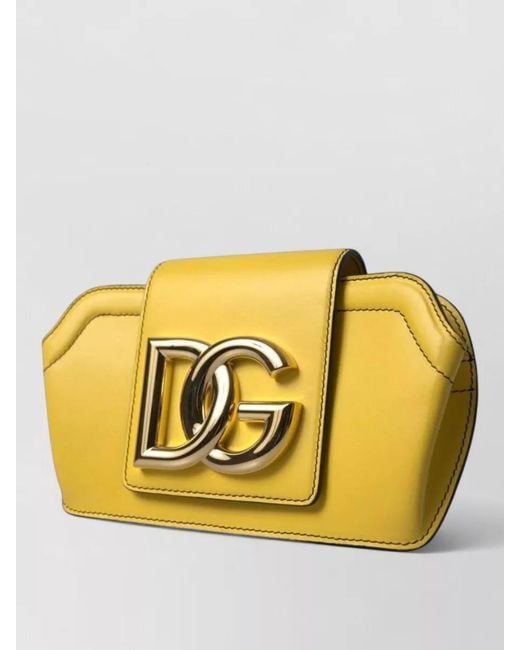 Dolce & Gabbana Yellow Leather Dg Logo Sicily Shoulder Bag