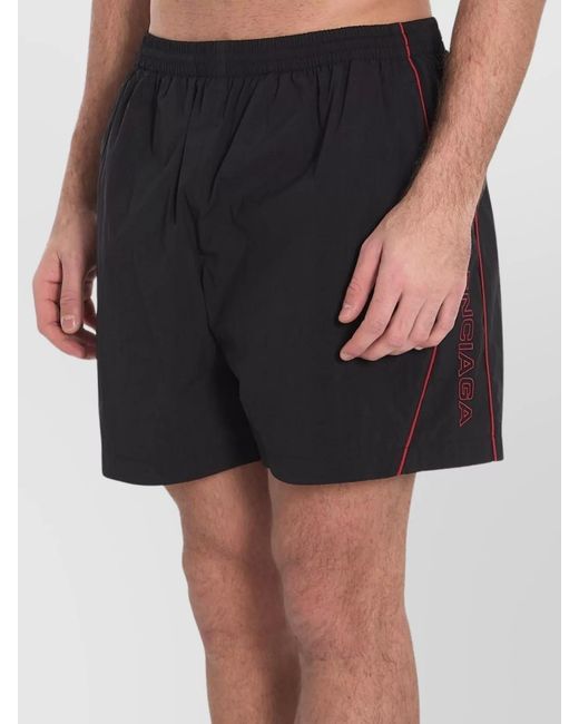 Balenciaga Black Logo-Embroidered Technical Deck Shorts for men
