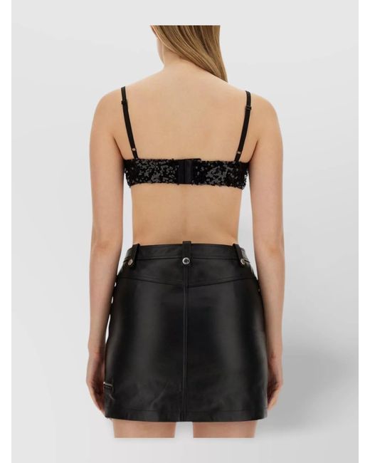 Moschino Black Sequined Cropped Top