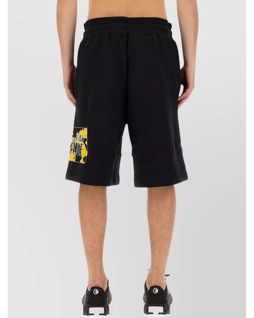 Versace Jeans Couture Black Logo-Print Bermuda Shorts for men