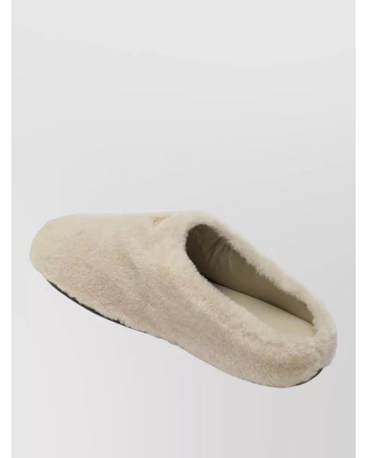 Prada White Faux Fur Slippers Flat Sole Round Toe