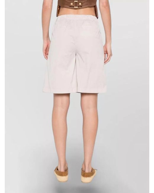 Via Masini 80 Natural Cotton Bermuda Shorts Belt Loops Pleats