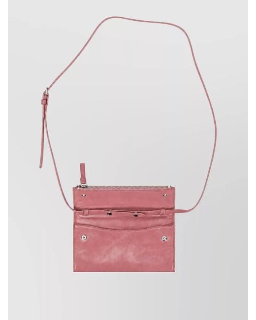 Miu Miu Pink Shine Leather Wallet Cardholder Adjustable Strap