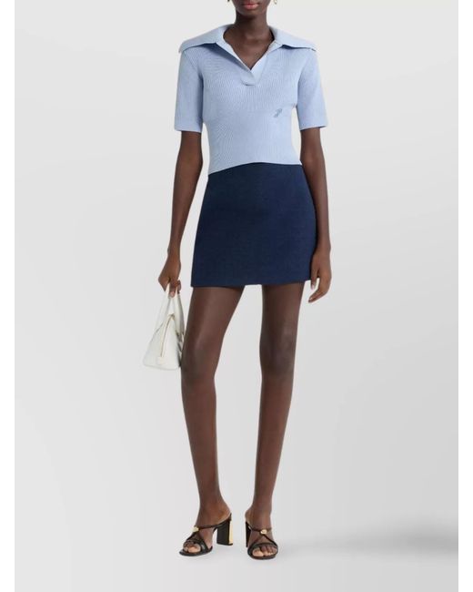 Patou Blue V-Neck Short-Sleeve Polo Shirt