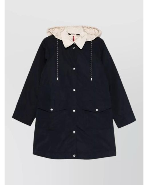 Moncler Blue Begonia Hooded Jacket Drawstring Waist Pockets