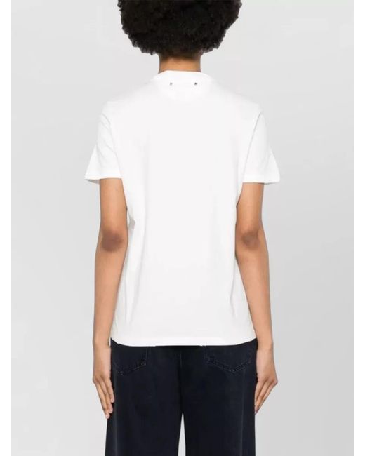 Golden Goose Deluxe Brand White Embroidered Distressed Cotton Jersey Regular T-Shirt