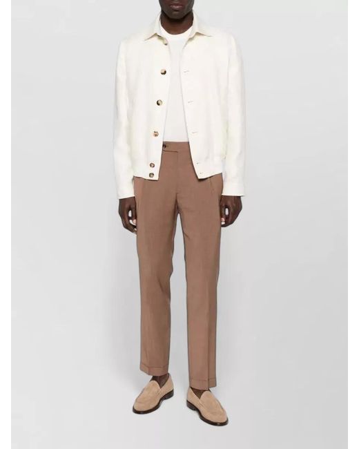 Brunello Cucinelli Natural Silk Linen Wool Hopsack Shirt Jacket for men