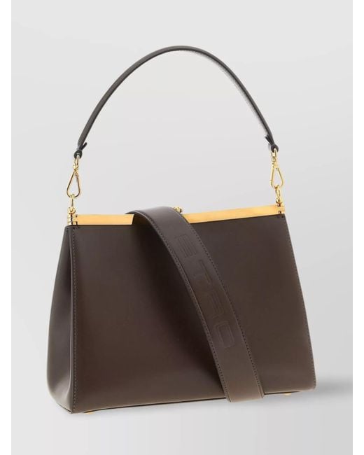 Etro Brown Vela Medium Leather Shoulder Bag
