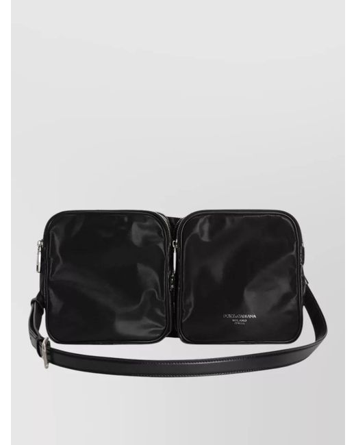 Dolce & Gabbana Black Leather Messenger Bag for men