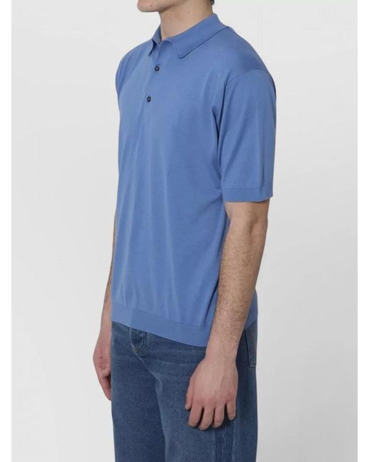John Smedley Blue Adrian Sea Island Spread Collar Polo for men